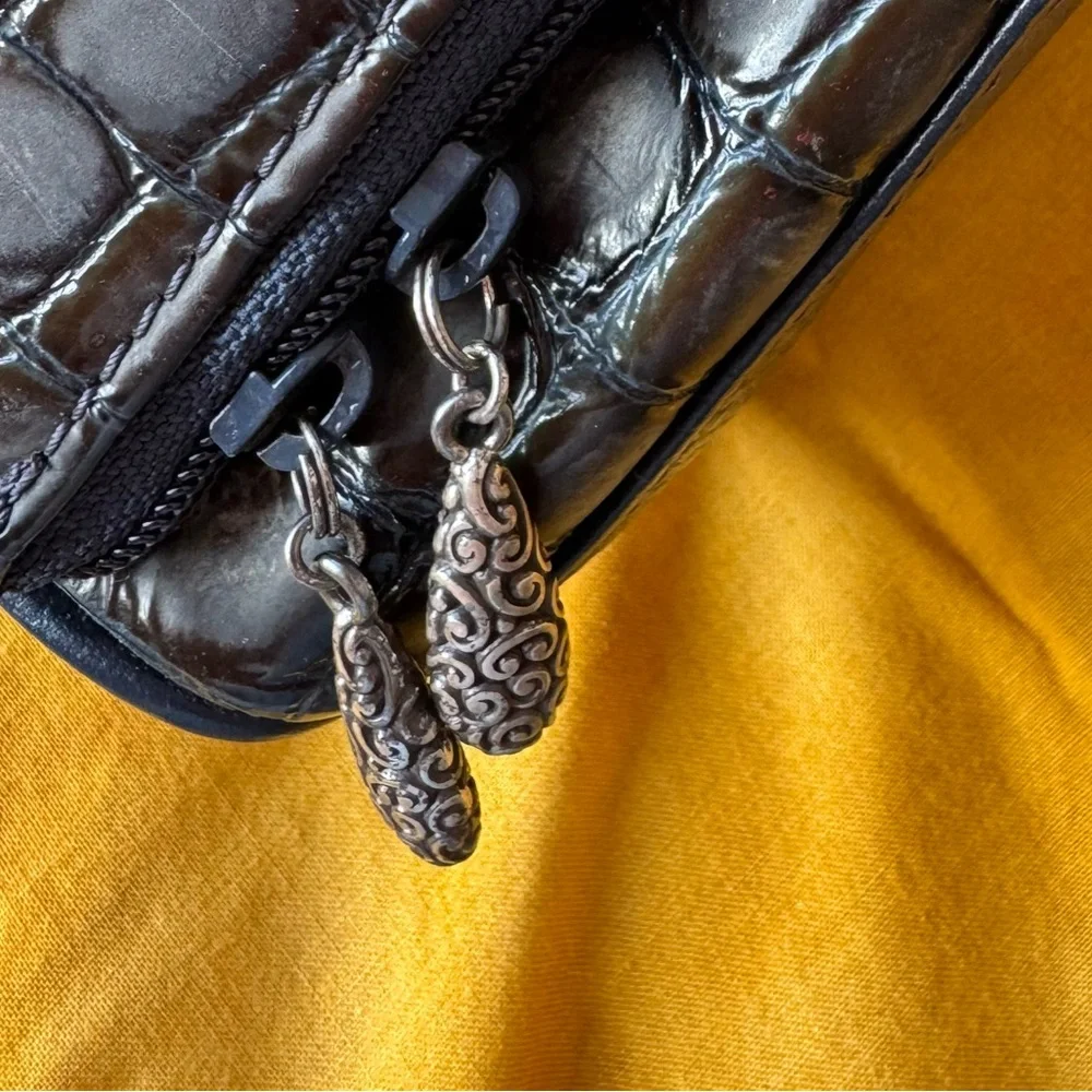 Brighton Black Croc-Embossed Shoulder Bag - Picture 5 of 9
